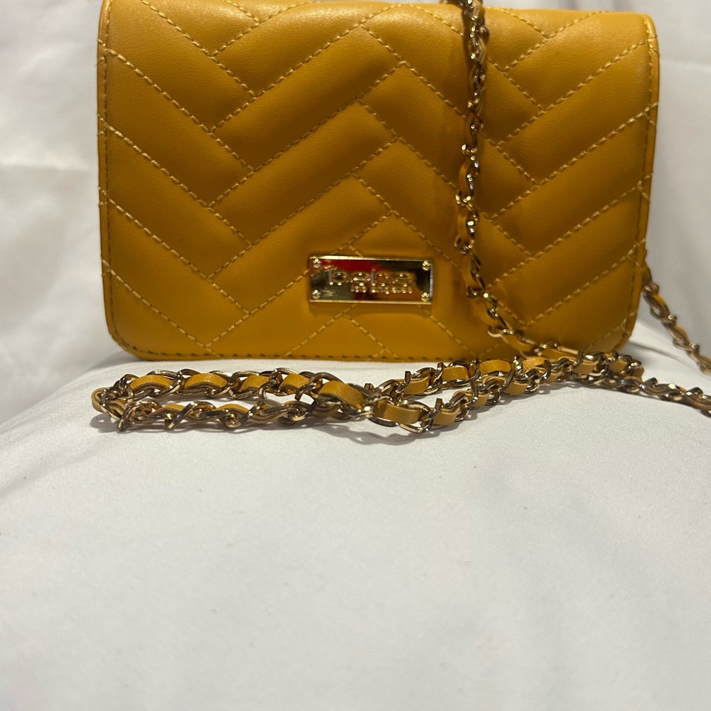 Bebe Mustard Quilted Crossbody Bag